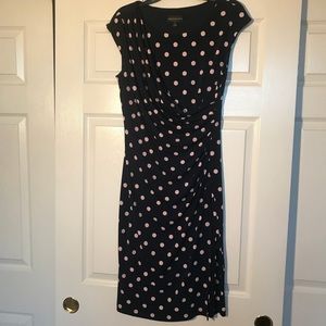 Navy blue and pink polka dot dress. Great fit.